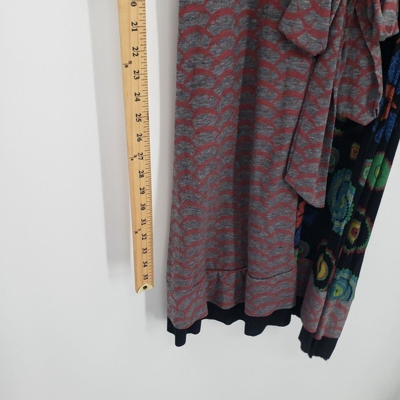 Pure Vida Small Knit Tie Back Dress Boho Peasant Patchwork Geometric V Neck - Picture 9 of 15